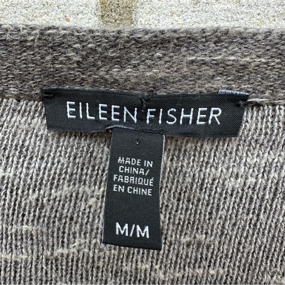 Eileen Fisher Gray Organic Cotton Linen Cardigan Sweater Button Up Exposed Seams - Picture 4 of 8